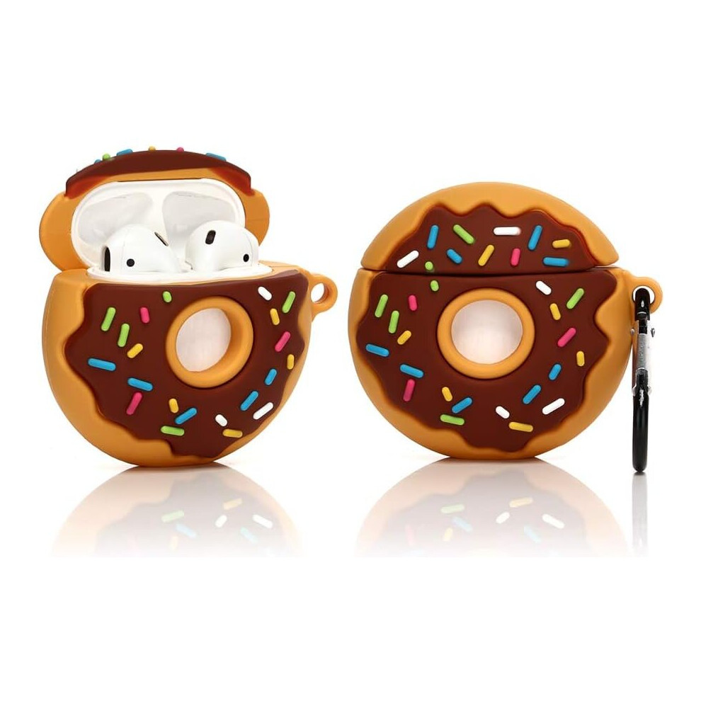 Cute Case For Airpods 1¡2, 3D Donut Design Silicone Case Protective Shockproof Covers With Keychain For Airpods Earbuds 7770197753395