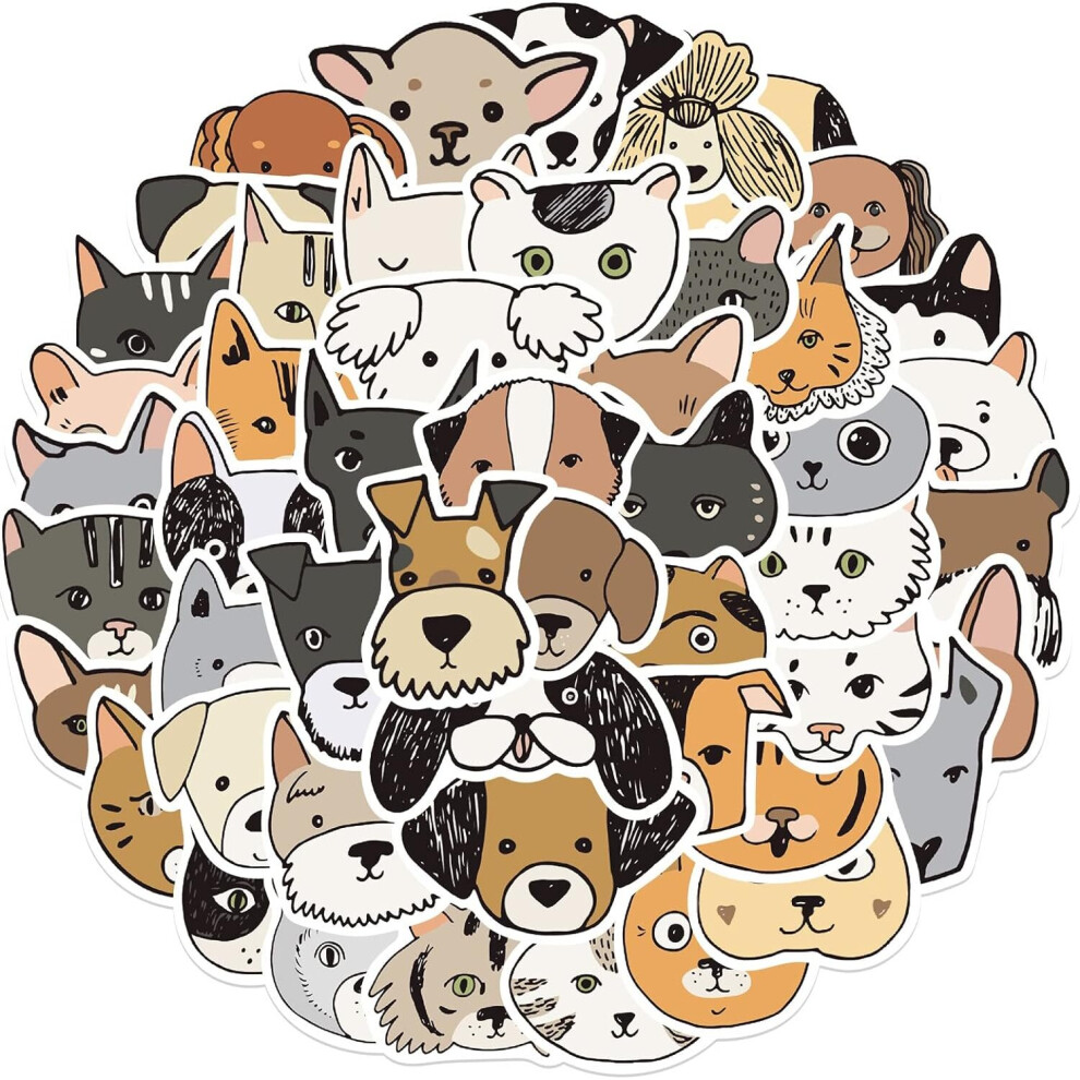 Tianfu Cute Funny Cat Dog Animal Stickers For Laptop Water Bottles Kawaii Vinyl Waterproof Stickers For Kids Teens Adults 50 Pcs