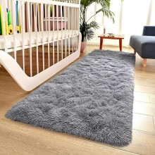 Non Slip Grey Runner Rugs Shaggy Rug Living Room Bedroom Carpet Mat
