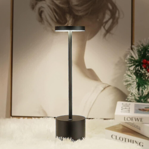 Wireless Table Lamps, Hapfish 8000mah Rechargeable Led Desk Lamp With Remote Control, 3 Color Modes, Modern Battery Operated Lights For Bedroo
