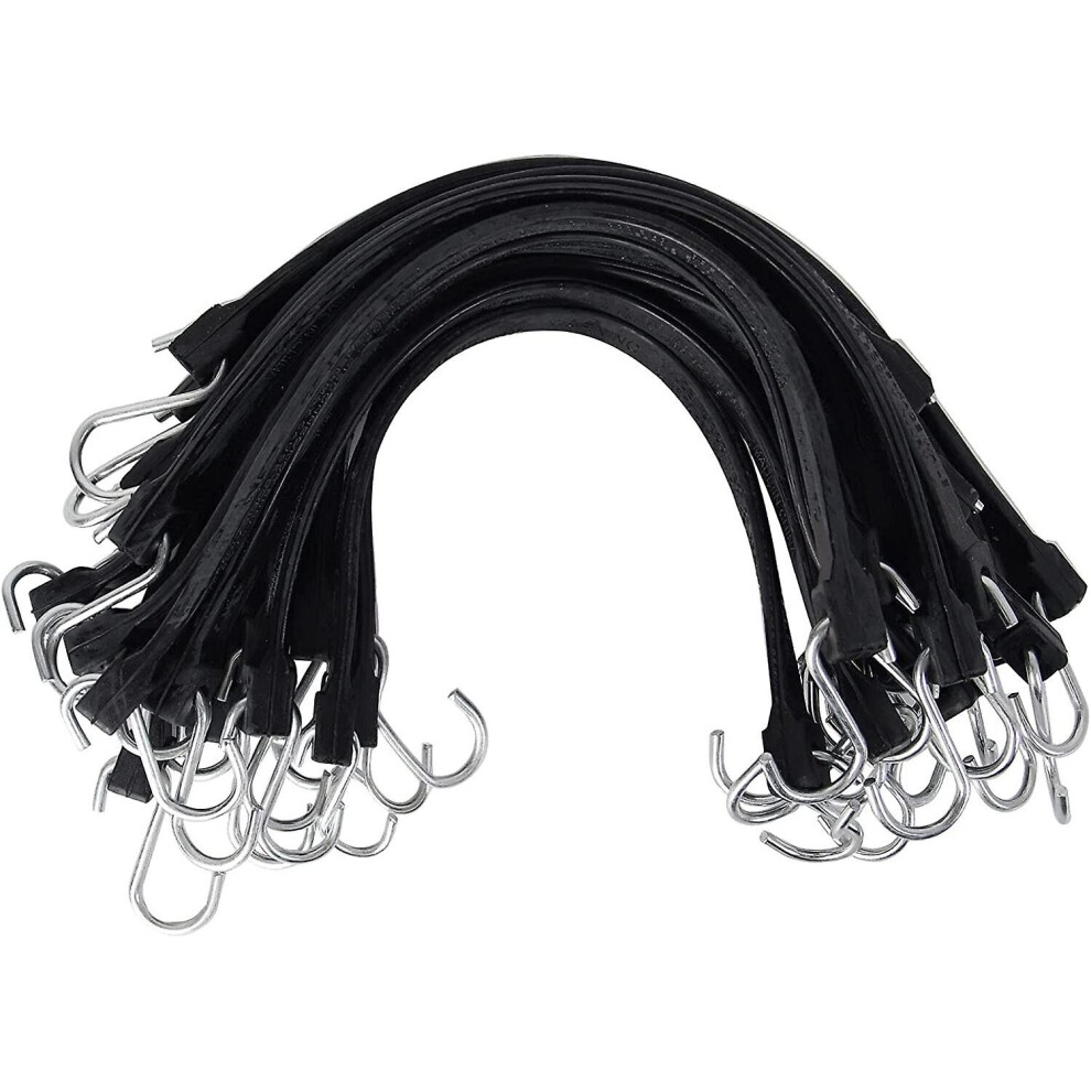 20 Pack 15'' Adjustable Rubber Tarp Straps, EPDM Bungee Cords with Hooks, Ideal for Securing Tarps, Canvases