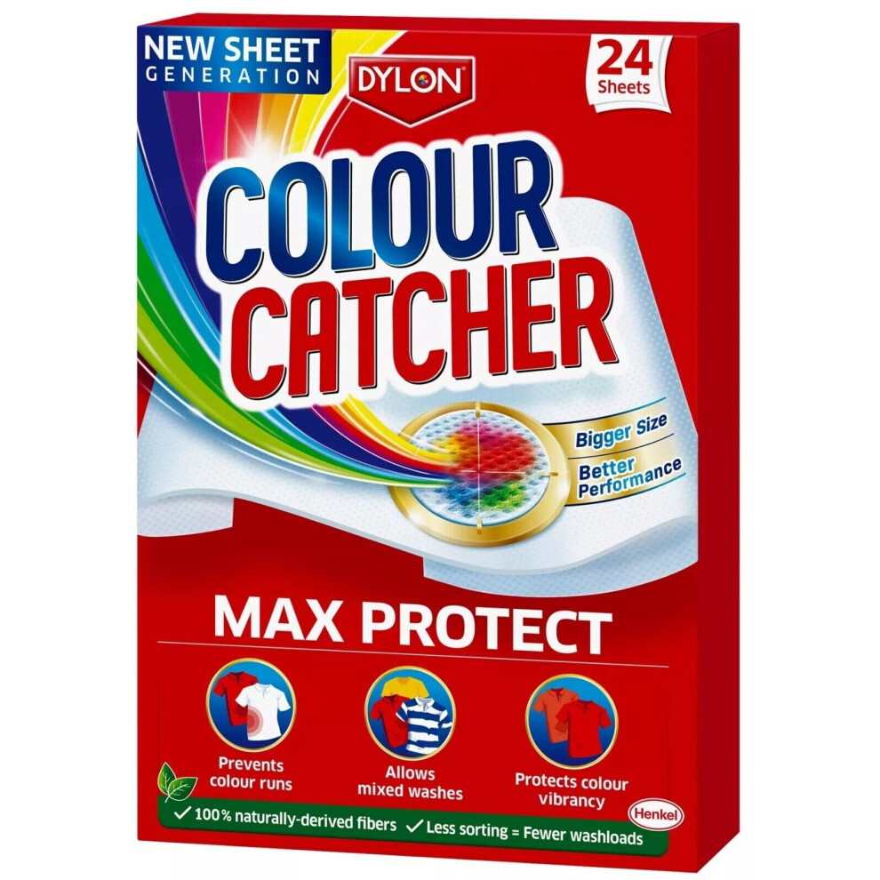 24 Pack Dylon Colour Catcher Washing Machine Laundry Sheets Prevents Colour Run