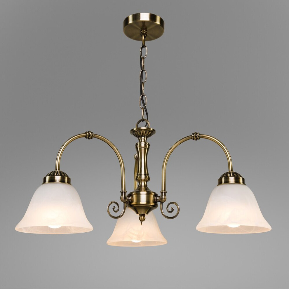 Elegant Diner Ceiling 3 Light Pendant Antique Brass - Alabaster Glass