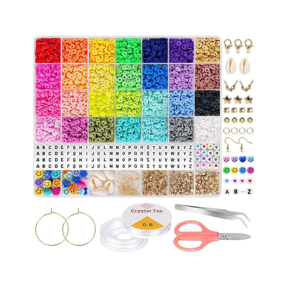 Multi-Colors 6000Pcs Clay Beads Kit For Jewelry Making