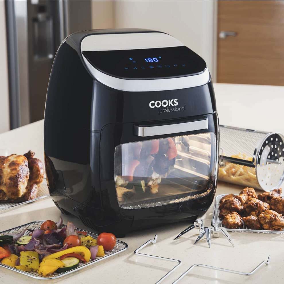 Digital Air Fryer Oven with Rotisserie 11L Oil Free Cooking 2000W - Black