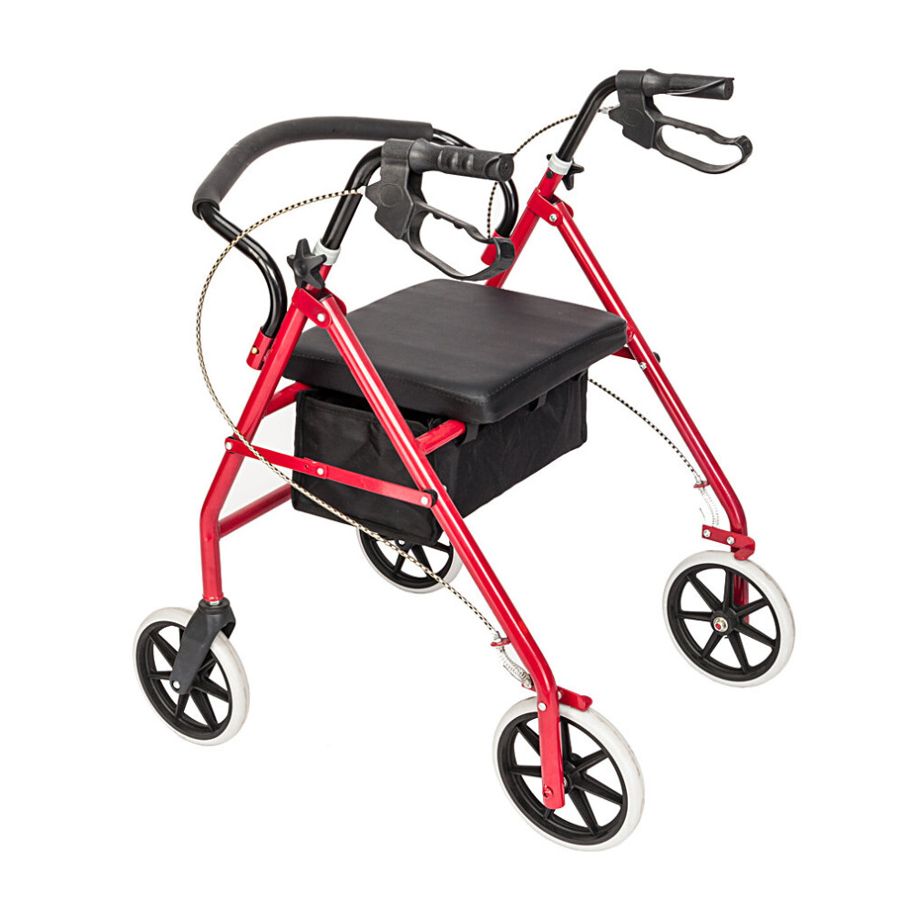 Folding Rollator Walker Lightweight Disability Aid Mobility W/ 4 Wheels & Seat
