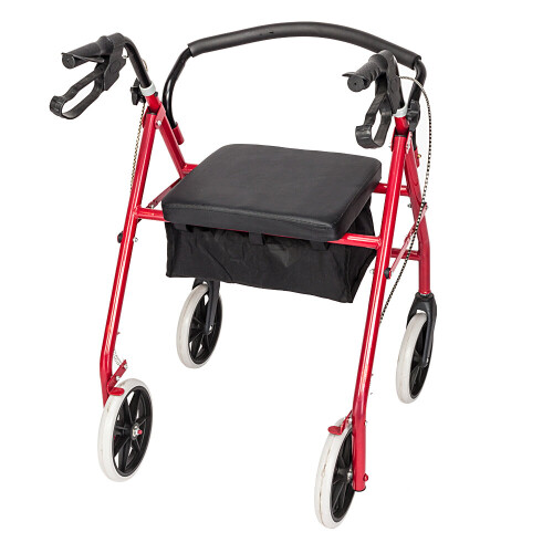 Folding Rollator Walker Lightweight Disability Aid Mobility W/ 4 Wheels & Seat 1