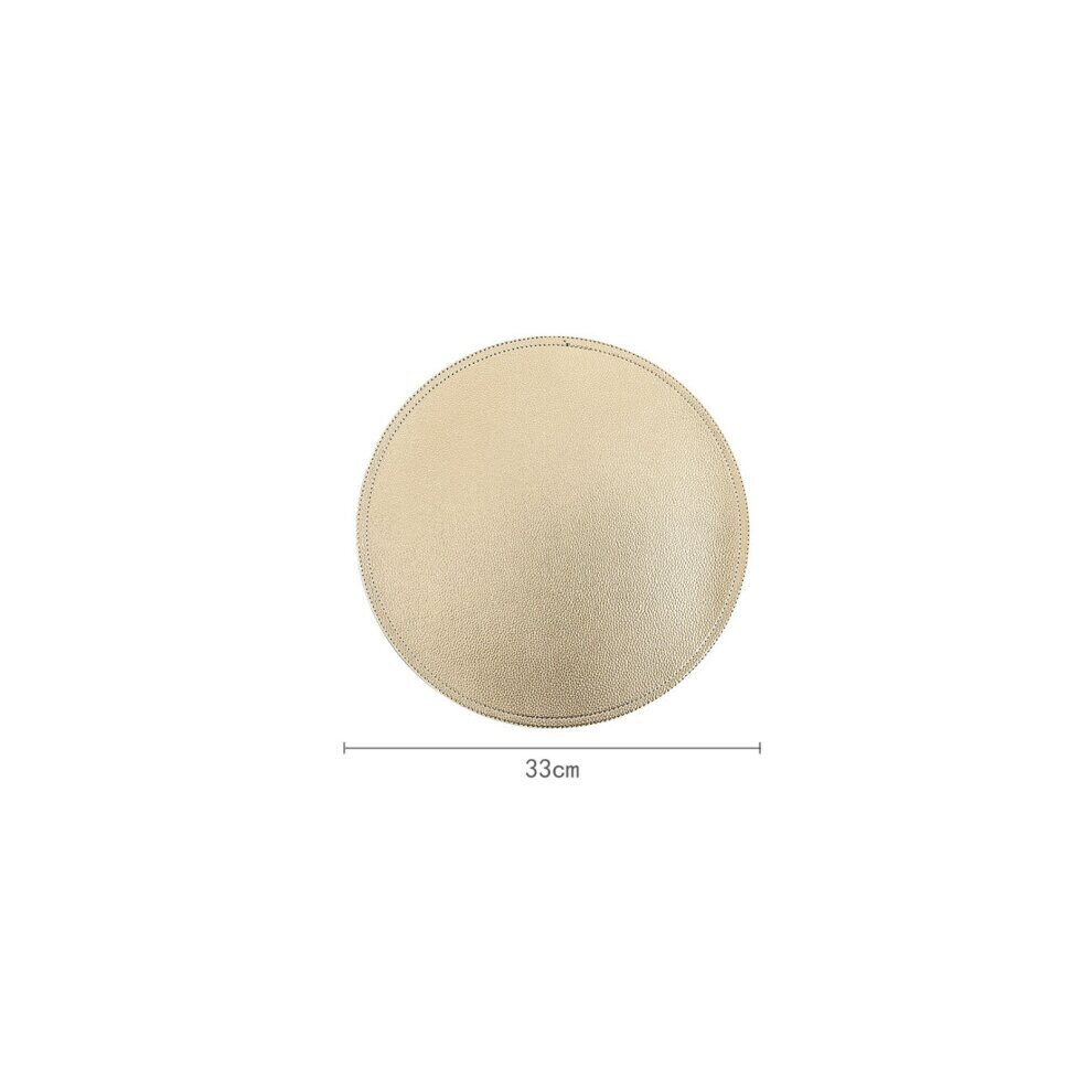 (Gold) 2pcs Leather Round Placemats Kitchen Dining Table