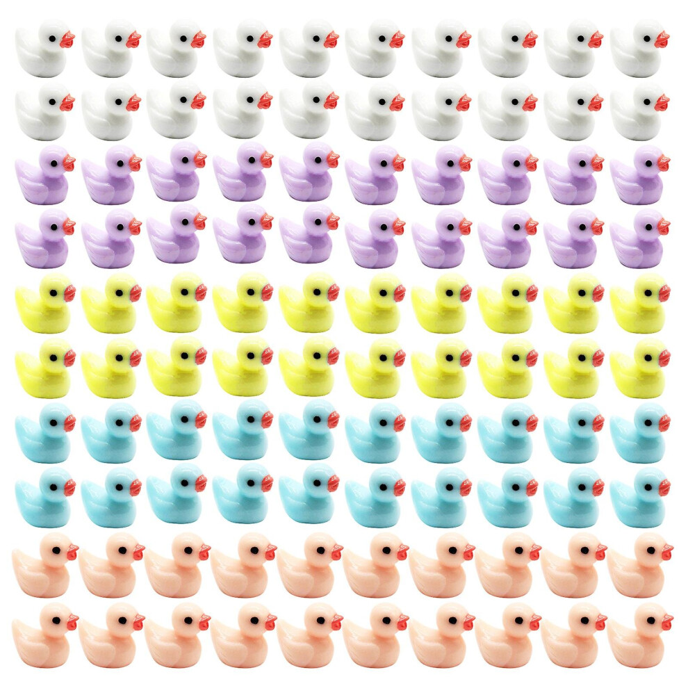 100 Pcs Mini Resin Duck Miniature Duck Figures Micro Fairy Garden Landscape