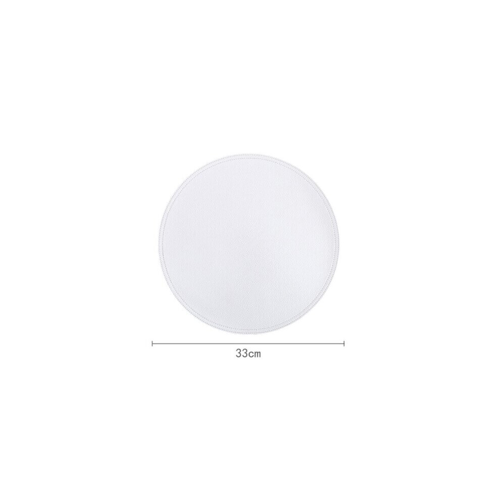 (White) 2pcs Leather Round Placemats Kitchen Dining Table