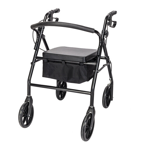 Folding Rollator Wheeled Walker Walking Frame W/ Seat Bag & Wheels 2
