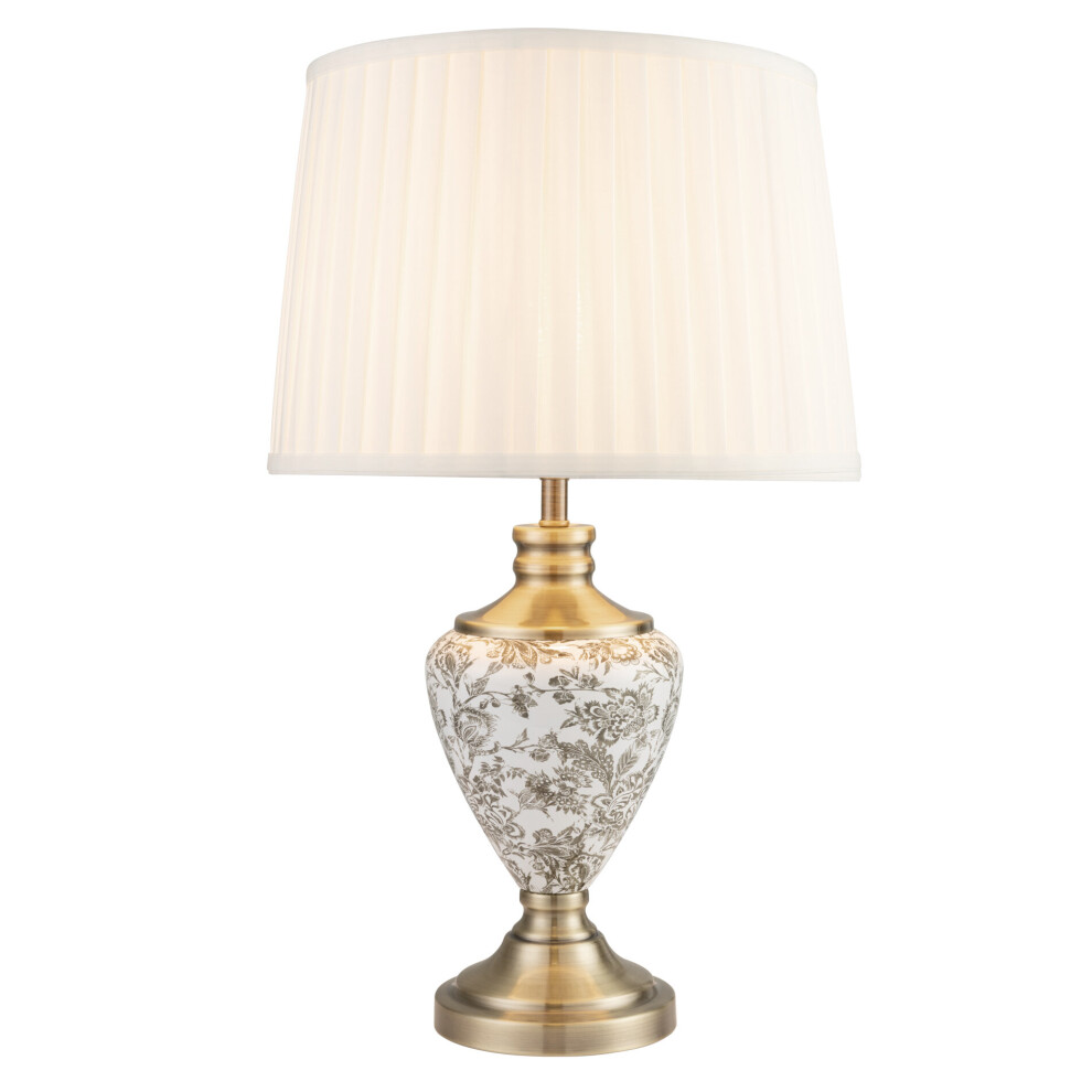 Hepburn Large Ceramic Table Lamp with Pleated Shade  Gold Floral Print