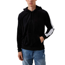 (Black, S) BRAVE SOUL Mens Hoodies Long Sleeve Pullover Velvet Black Tops Hooded Sweatshirt