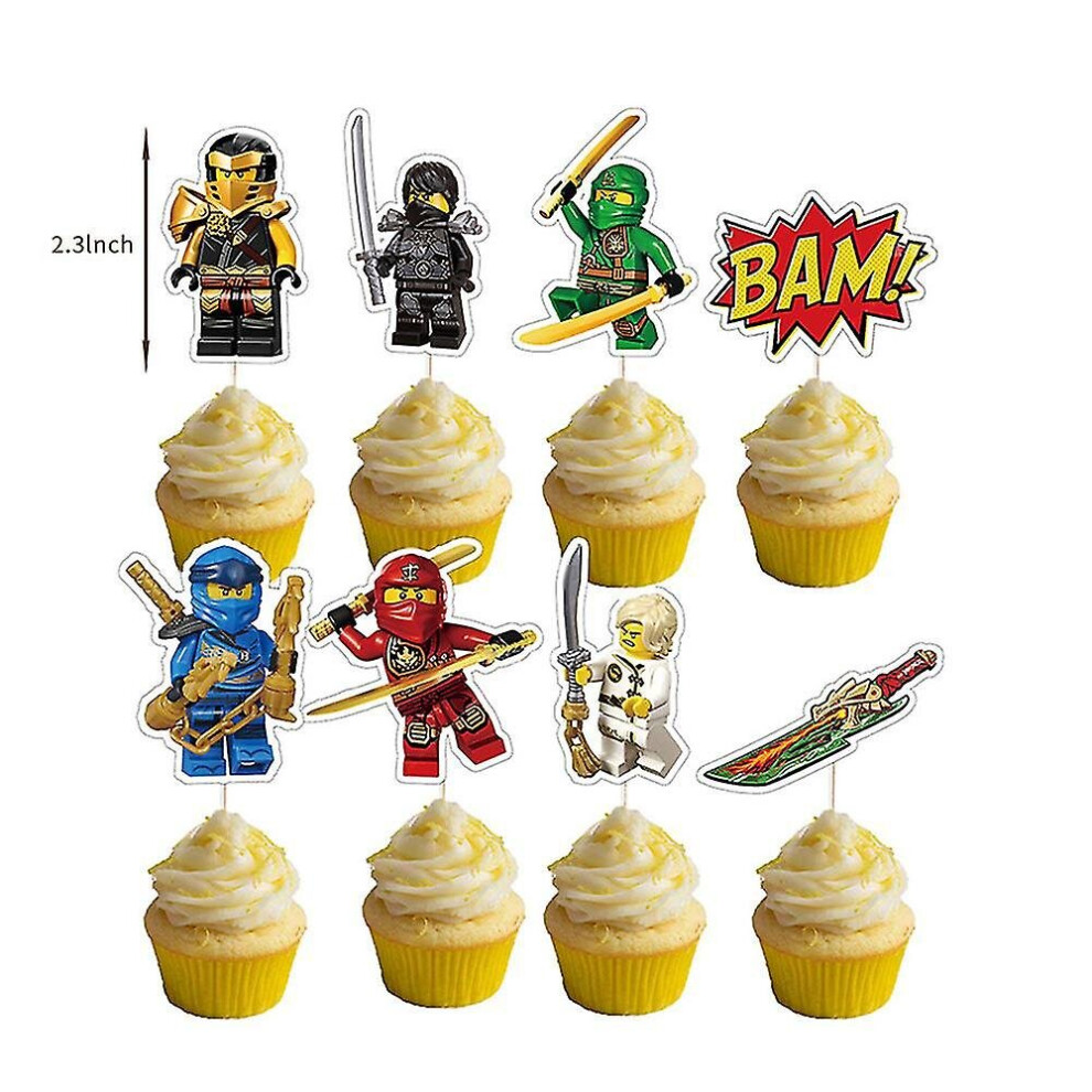 Ninjago Party Pull Flag Banners Balloons Cake Toppers Decorations