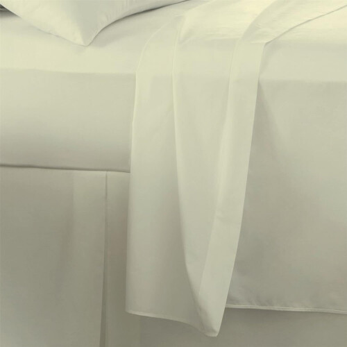 (Cream Flat Sheet, Double) 400 Thread Count Fitted Sheets Flat Sheets 100% Cotton Bed Linen 2