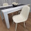 Wooden White Black Dining Table with 4 Cream Stitched Leather Chairs 5