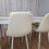 Wooden White Black Dining Table with 4 Cream Stitched Leather Chairs 3
