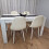 Wooden White Black Dining Table with 4 Cream Stitched Leather Chairs 2