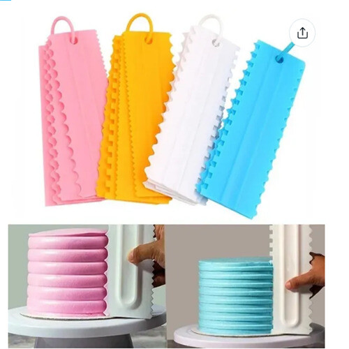 (Pink) 4pcs/set cream scraper Smoother Pastry Icing Combs Spatulas DIY