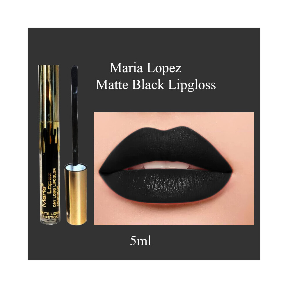 Maria Lopez Matte Black Lipgloss Bold & Beautiful Velvety Black Lips