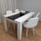 Wooden White Black Dining Table with 4 White Stitched Leather Chairs 12