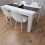Wooden White Black Dining Table with 4 White Stitched Leather Chairs 6