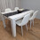 Wooden White Black Dining Table with 4 White Stitched Leather Chairs 3