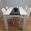 Wooden White Black Dining Table with 4 White Stitched Leather Chairs 13