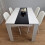 Wooden White Black Dining Table with 4 White Stitched Leather Chairs 14