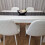 Wooden White Black Dining Table with 4 White Stitched Leather Chairs 7