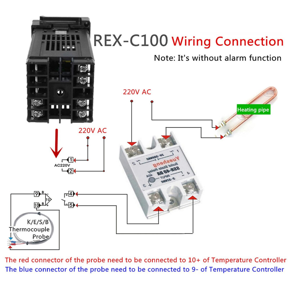 Digital Lcd Pid Rex-c100 Temperature Controller Set   K Thermocouple   Max.40a Ssr