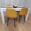 White Black Wooden Dining Table with 4 Mustard Stitched Leather Chairs 10