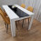 White Black Wooden Dining Table with 4 Mustard Stitched Leather Chairs 7