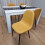 White Black Wooden Dining Table with 4 Mustard Stitched Leather Chairs 8