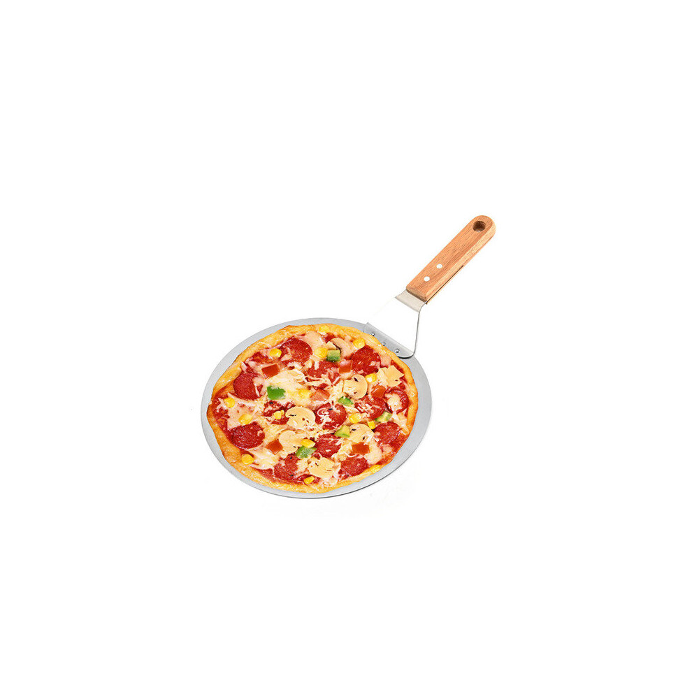 10 Inch Pizza Pan Stainless Steel Wooden Handle Pizza Baking Paddle 