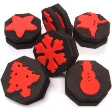 Large Double Sided Christmas Stamps Xmas Paint Ink - Pack Of 6