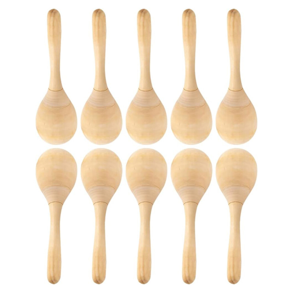 10Pcs Maracas Hand Percussion Rattles DIY Wood Maracas with Crisp Blow Sound for Music Party Favors