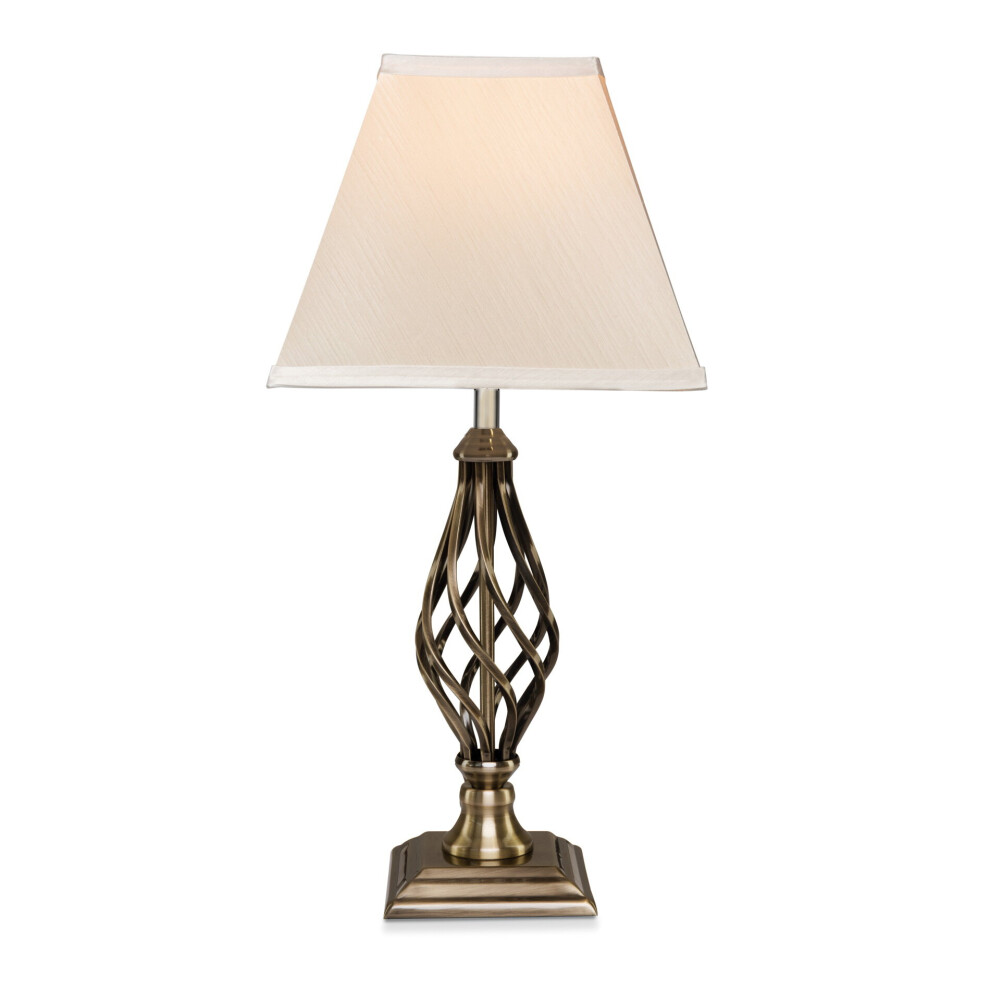 Kingswood Barley Twist Square Base Table Lamp - Antique Brass