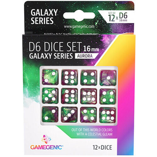 Gamegenic Galaxy Series D6 Dice Set 16mm (12pcs) (Aurora)