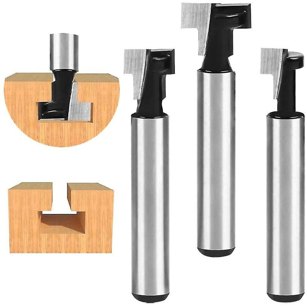 8mm T-slot Router Bit, T-slot Router Shape Router Bits, 3pcs (7.93/9.52/12.7mm) Cutter Shank With Blade Woodworking Cutters For Power Tools Woodworkin
