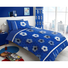 (Football Blue , Single Duvet Set ) KIDS SINGLE DUVET SET REVERSIBLE BOYS GIRL BEDDING