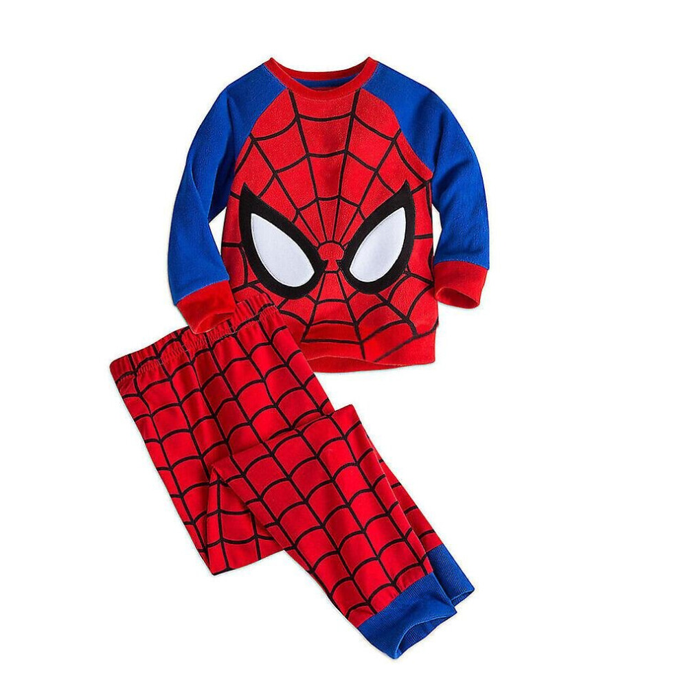 (5-6 Years) Kids Boys Spider-man Print Pajamas Set Long Sleeve Tops Pants Outfits Sleepwear Pjs Loungewear