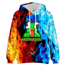 (9-10 Years) Unspeakable 3d Printing Long Sleeve Hoodie Hooded Pullover Tops For Kids Boys 9-14 Years Gifts