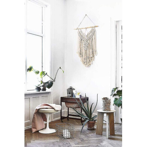 Macrame Wall Hanging Boho Decoration Chic Driftwood Tapestry 65 X 35cm 1