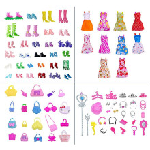10 Sets Doll Clothes Outfits Dress Shoes Bag And Accessories For Barbie Doll Gifts