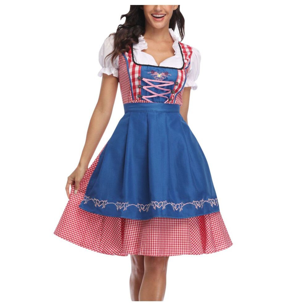 Photos - Fancy Dress  Germany Munich Halloween Oktoberfest Dress Stage Costume Maid Costume(blue, XXL)