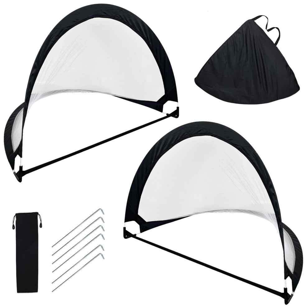 Set 2x Pop Up Goal Set with Carrying Case Football Training Equipment
