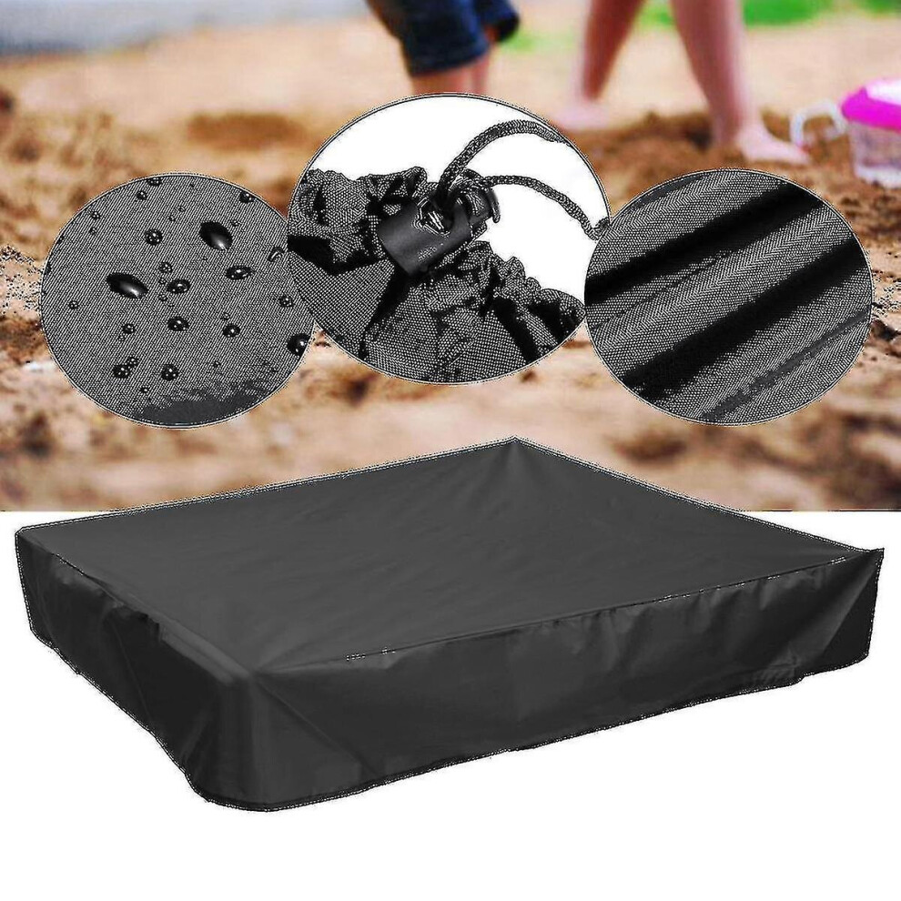 Sand Pit Sandbox Cover With Drawstring Waterproof Uv Protection For Sandbox Outdoor( 200x200x20 : Black )