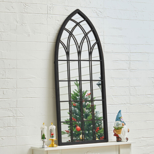 Living And Home Black Cathedral Window Wall Mirror 2