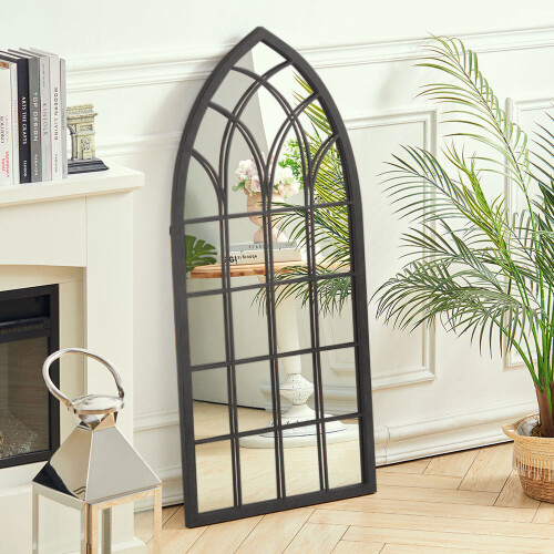 Living And Home Black Cathedral Window Wall Mirror